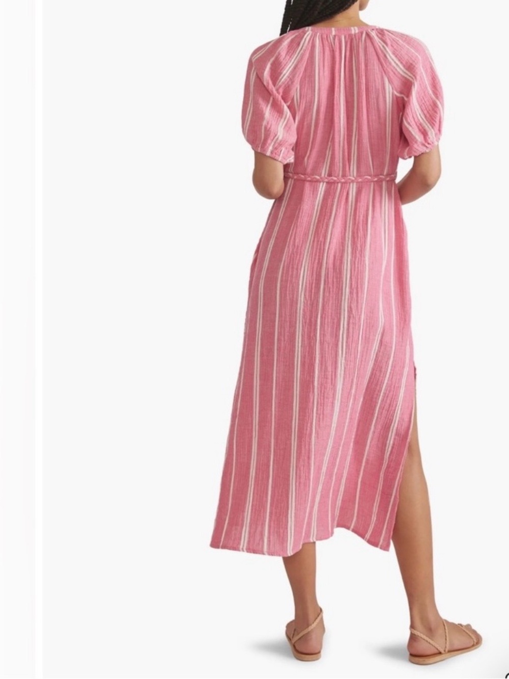 Pink Striped Button-Front Midi Dress - Picture 2 of 6